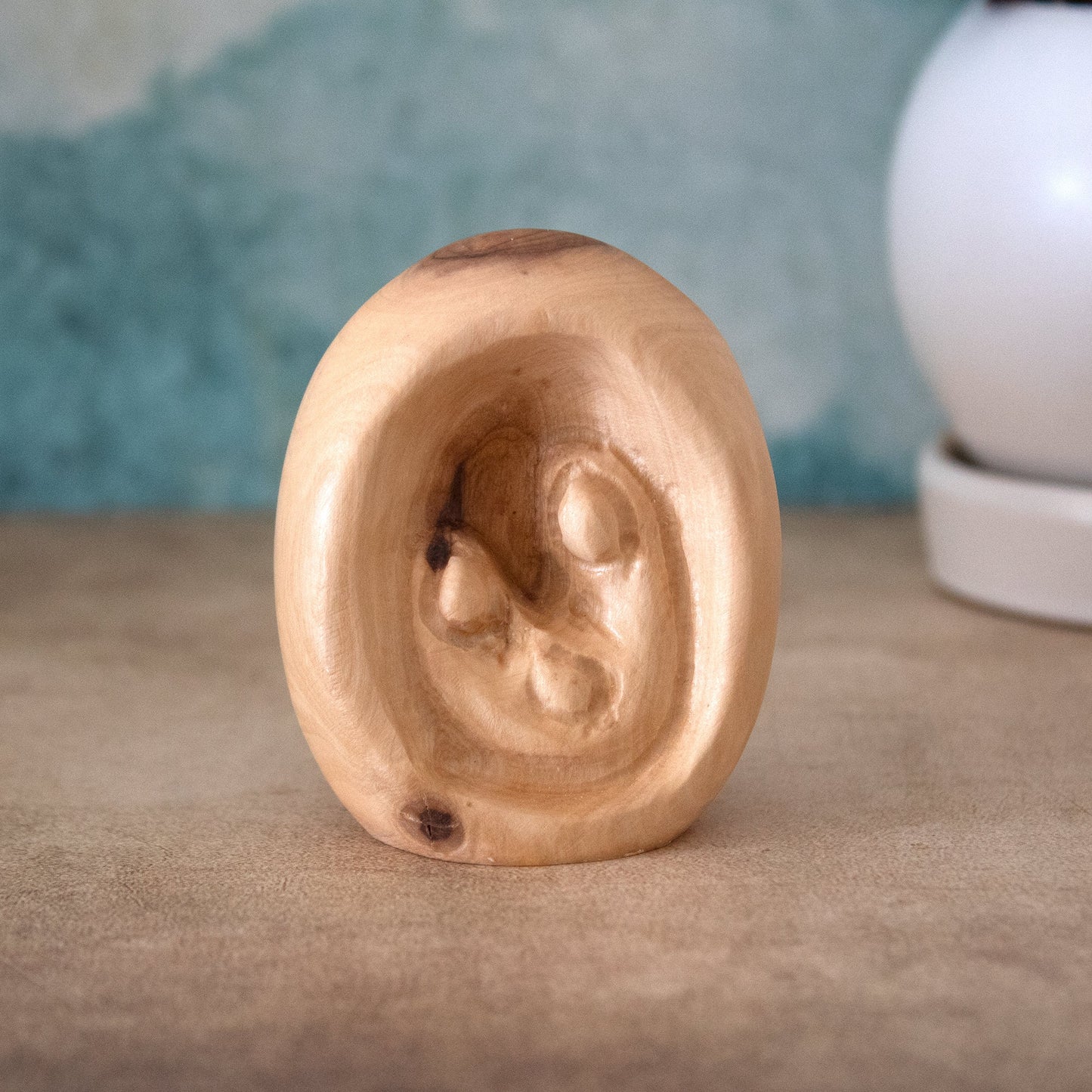 Olive Wood Small Holy Family Figurine,  Holy Family Statue Made in the Holy Land Jerusalem, Wooden Religious Sculpture