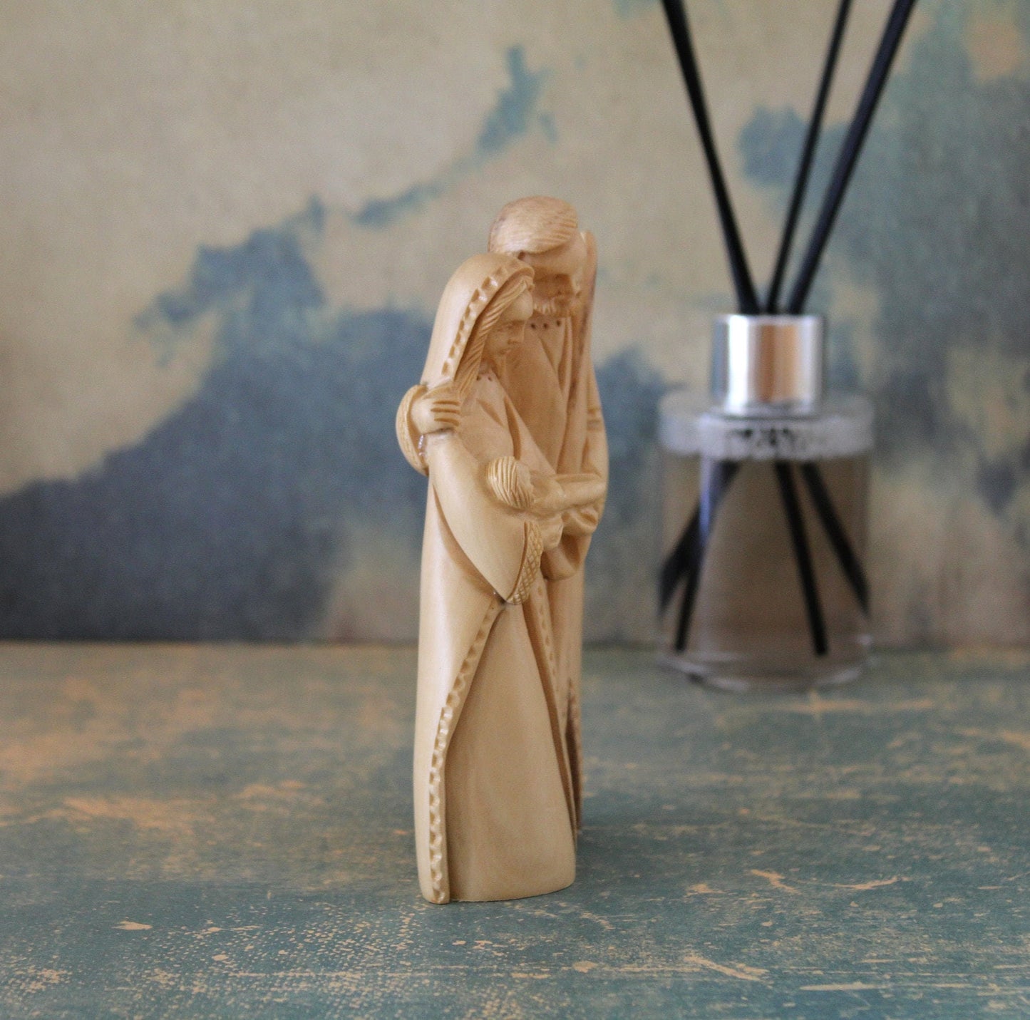 Olive Wood Holy Family, a Hand Carved Statue of Baby Jesus St Mary & Josef From Jerusalem Unique Gift From the Holy Land