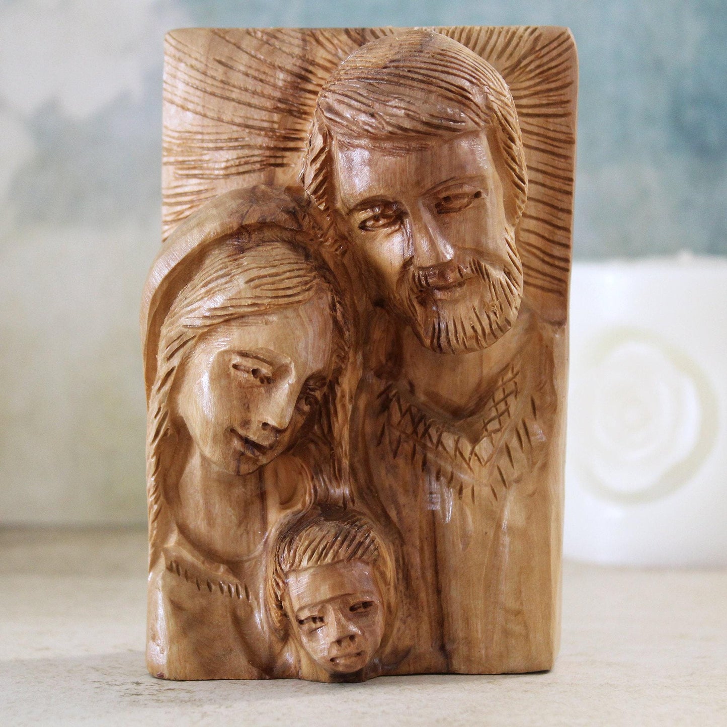 Perfect Religious Gift, Olive Wood Sculpture of the Holy Family, Josef, Virgin Mary & Jesus, Housewarming Gift, New Home Gift And Home Decor
