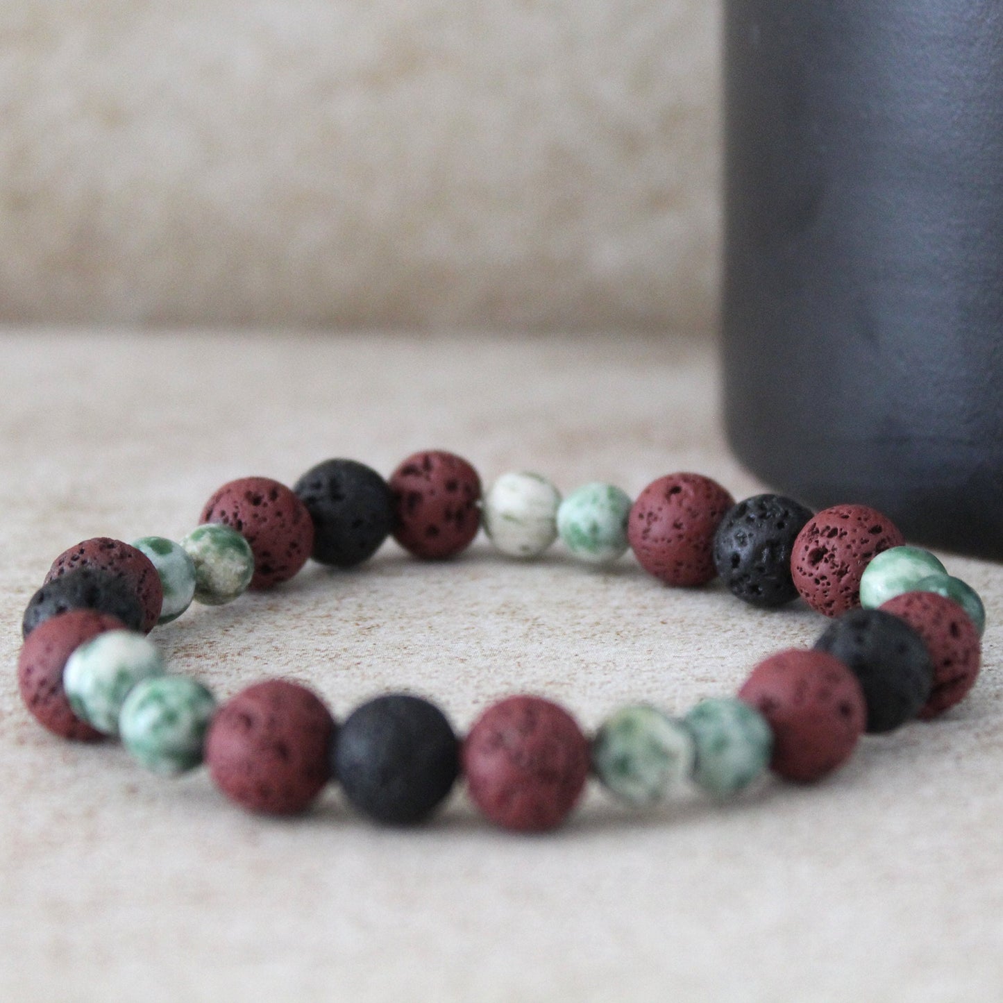 Obsidian Healing Bracelet - Triple Protection Crystal Bead Bracelet, Handcrafted Hebrew Jewelry from Israel