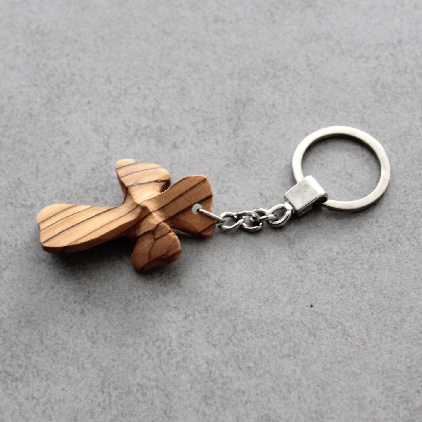 Two Olive Wood Cross Keychains - Christian Keychain Carved Made in Jerusalem Holy Land, Authentic Hand Made Olive Wood Cross Unique Keychain