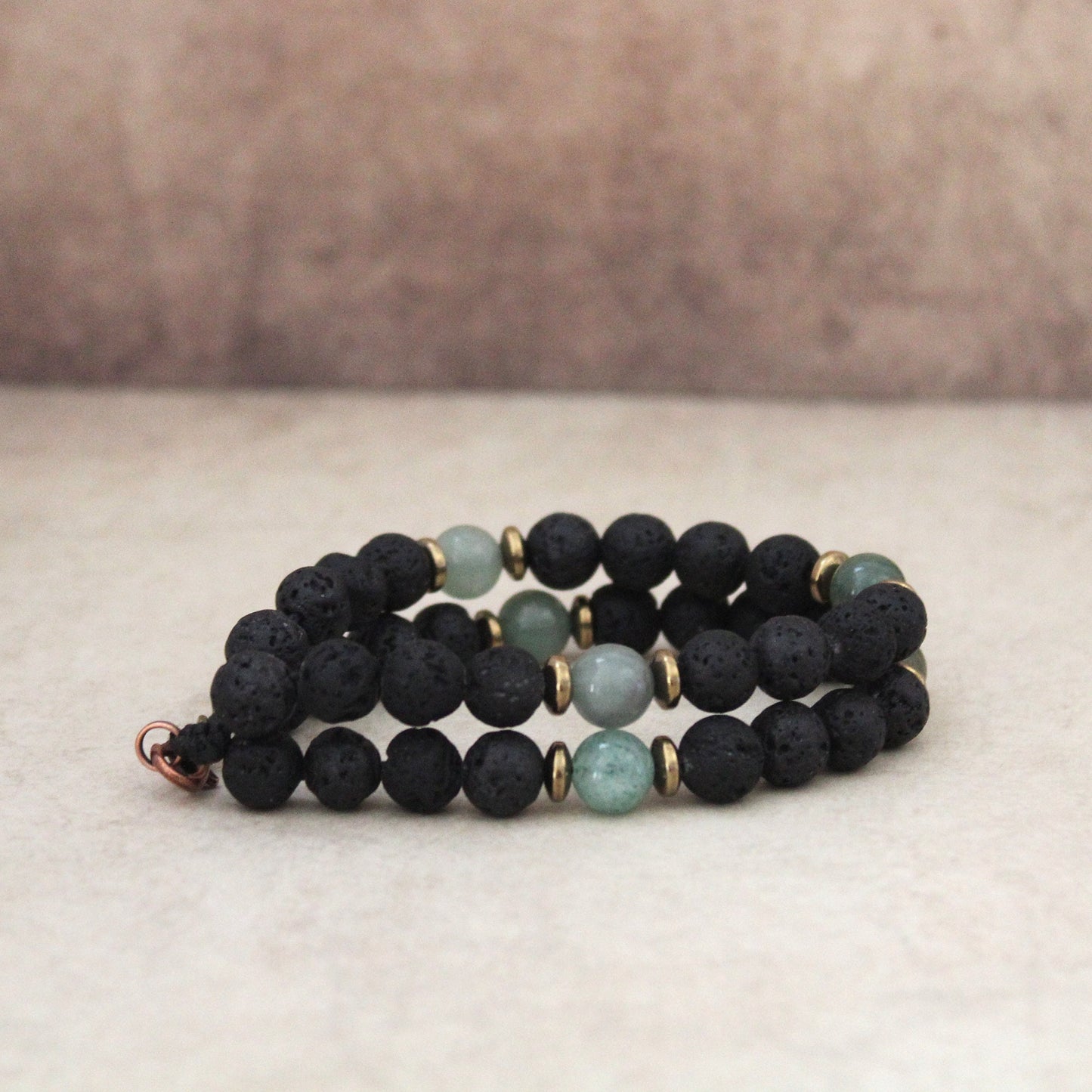 Men’s Double Bracelet Black Bracelet Lava Stone and Green Jade Bracelet Gemstone Bracelet Onyx Bracelet Beaded Bracelet Black Bracelet