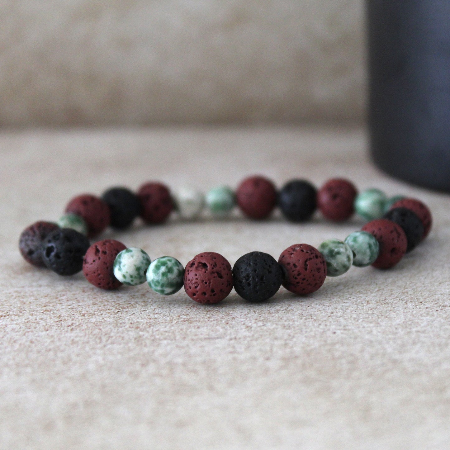 Obsidian Healing Bracelet - Triple Protection Crystal Bead Bracelet, Handcrafted Hebrew Jewelry from Israel