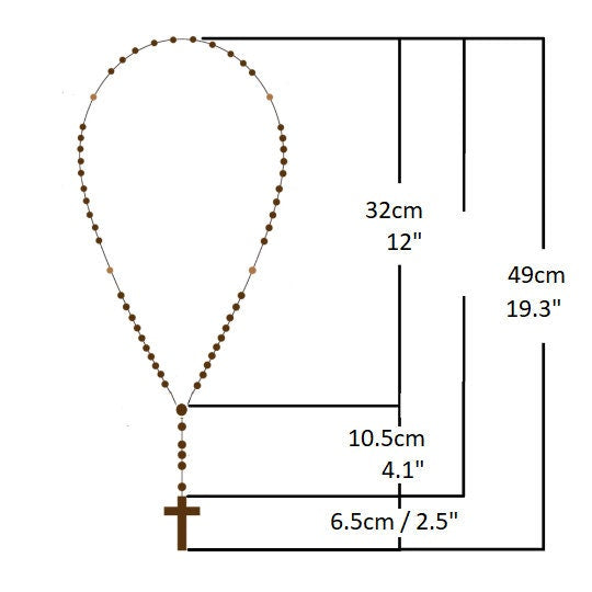Get Two 9-10mm Beads, Olive Wood Cross Beaded Necklace, Handmade Smooth Round Prayer Beads, Holy Land Gift for Her, Rosary Necklace