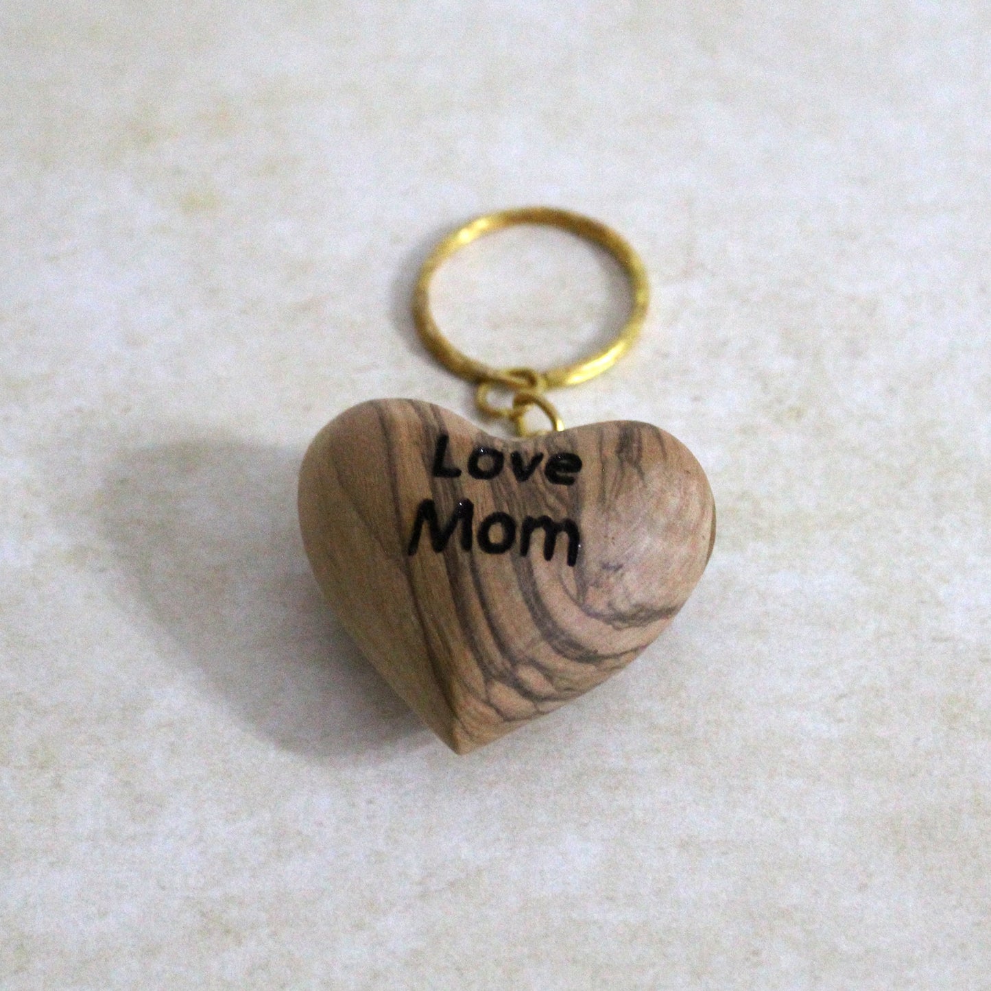 Sentiments from Jerusalem | Personalized Olive Wood Heart Keyring | Handcrafted Gift of Faith | Holy Land Connection |  Drive Safe Keyring