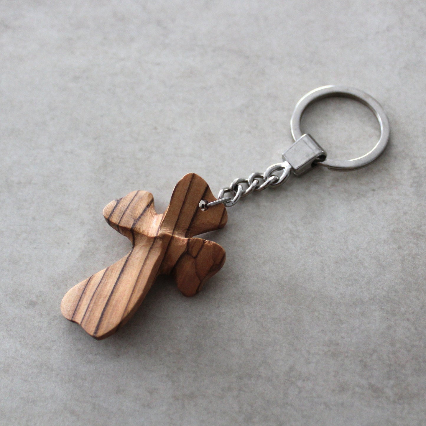 Get Two Olive Wood Cross Keychain, Christian Keychain Carved Made in Jerusalem Holy Land, Authentic Hand Made Olive Wood Cross Keychain