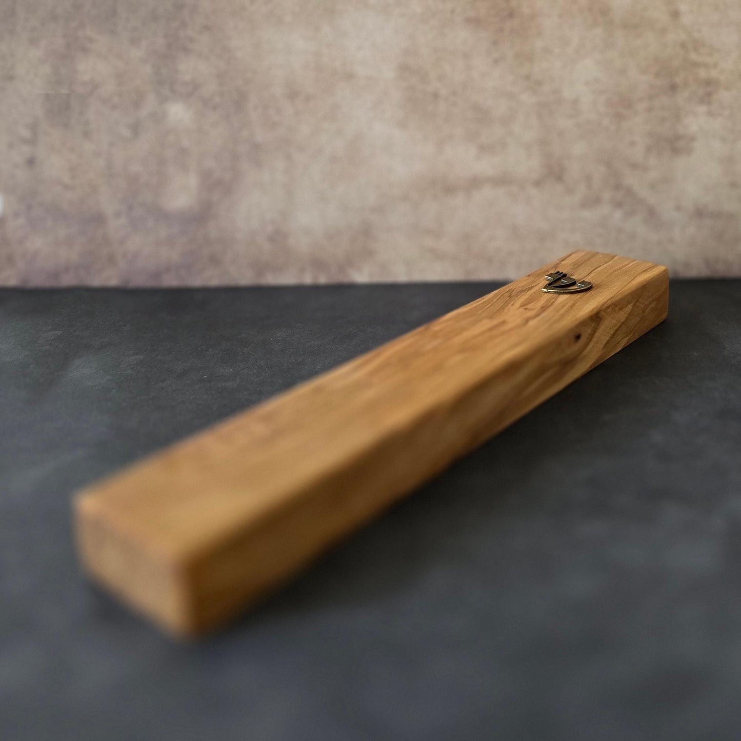 8.6" / 22cm Handcrafted Olive Wood Mezuzah - Bronze Shin Detail - Sacred Jewish Home Protection - Rosh Hashanah Holiday Gift