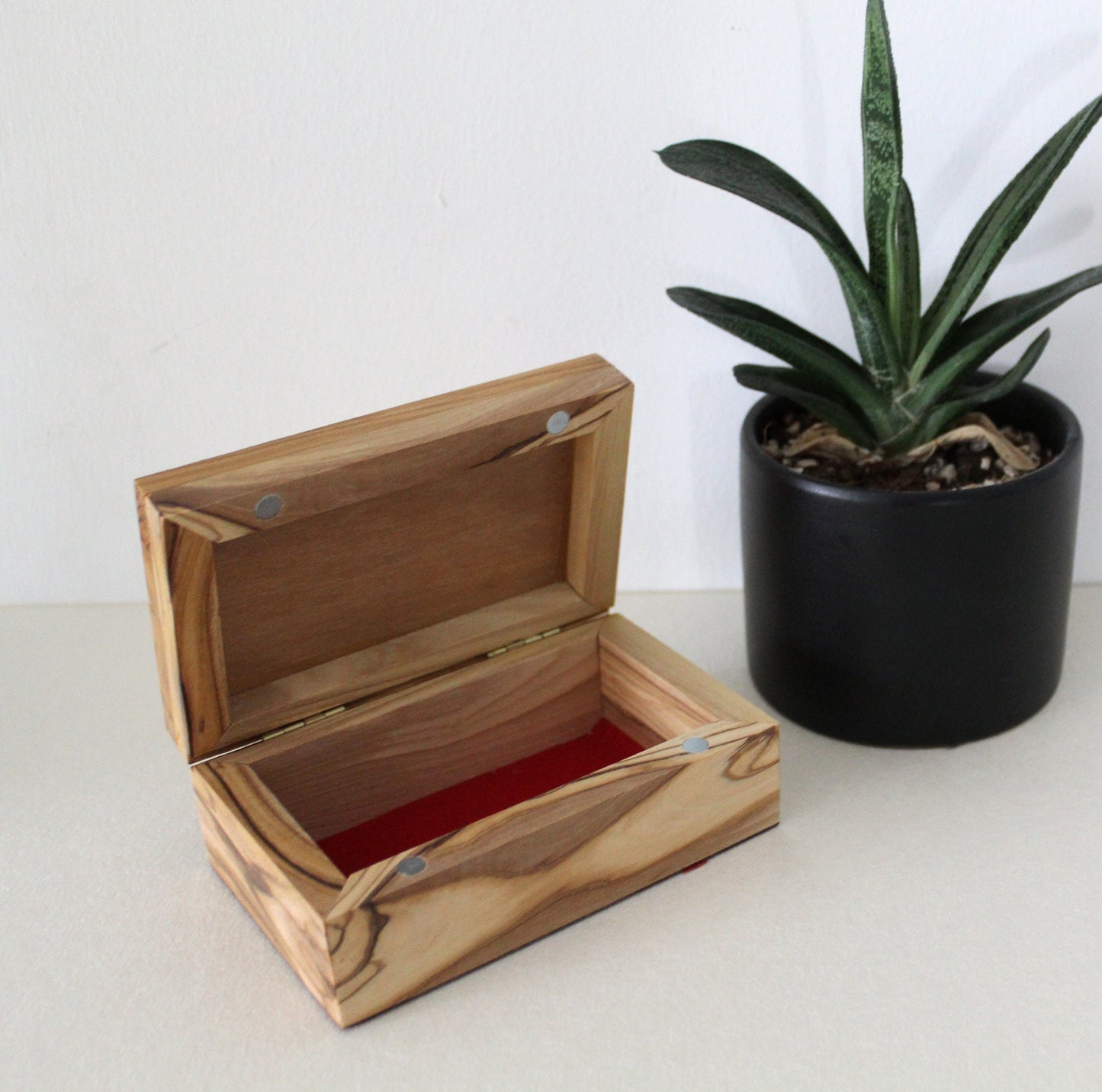 Small Olive Wood Jewelry Box, Handmade Jewelry Box, Wooden Gift Box Hand carved in The Holy Land Jerusalem, Wedding Gift, Housewarming Gift