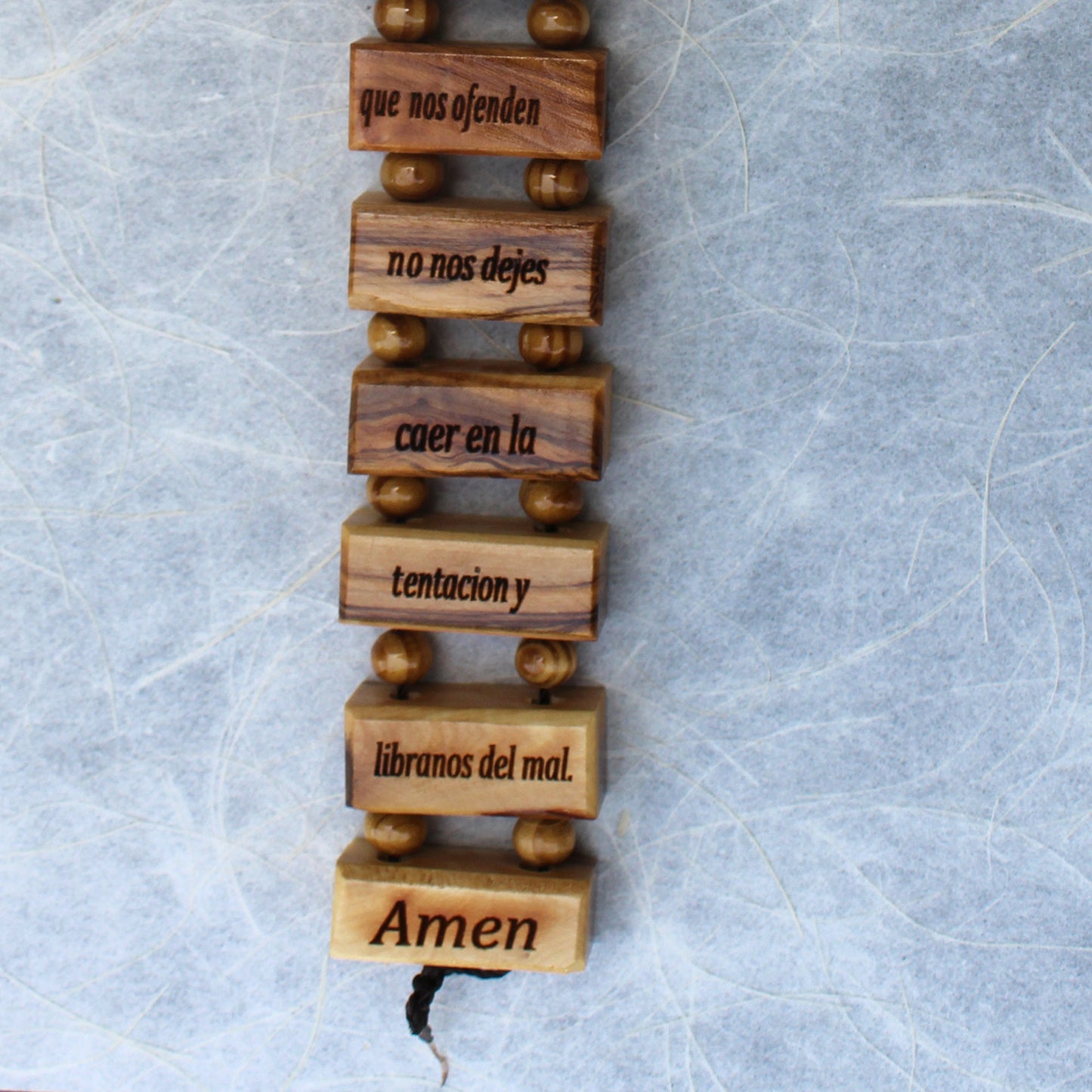 Our Father Prayer in Spanish Engraved, Handmade Olive Wood Cross Wall Hanging, Wooden Blessing Cross for Wedding and Anniversary Gift