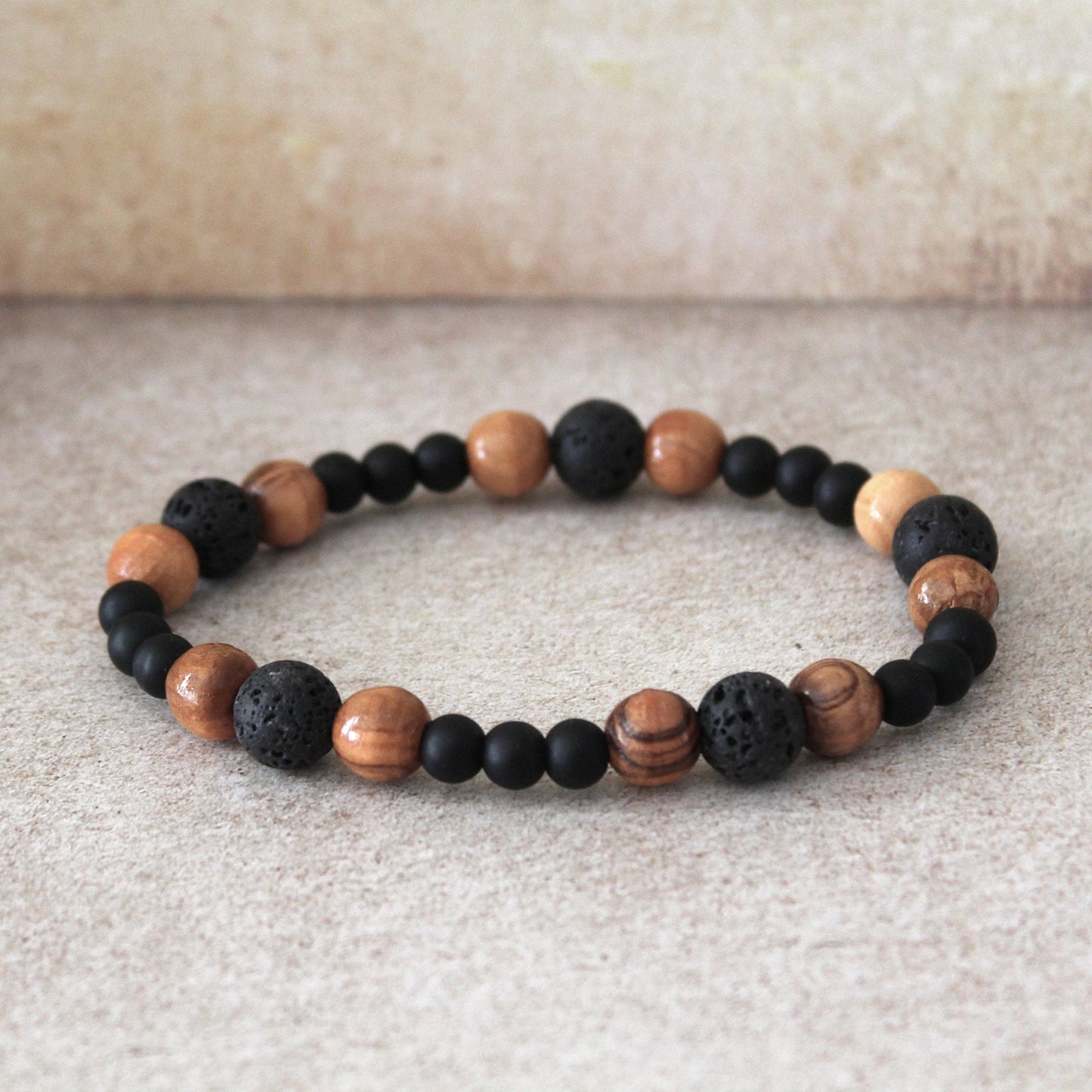 Handcrafted Olive Wood and Obsidian Bead Bracelet - Empath Protection Healing Jewelry for Women and Men, Judaica Jewelry