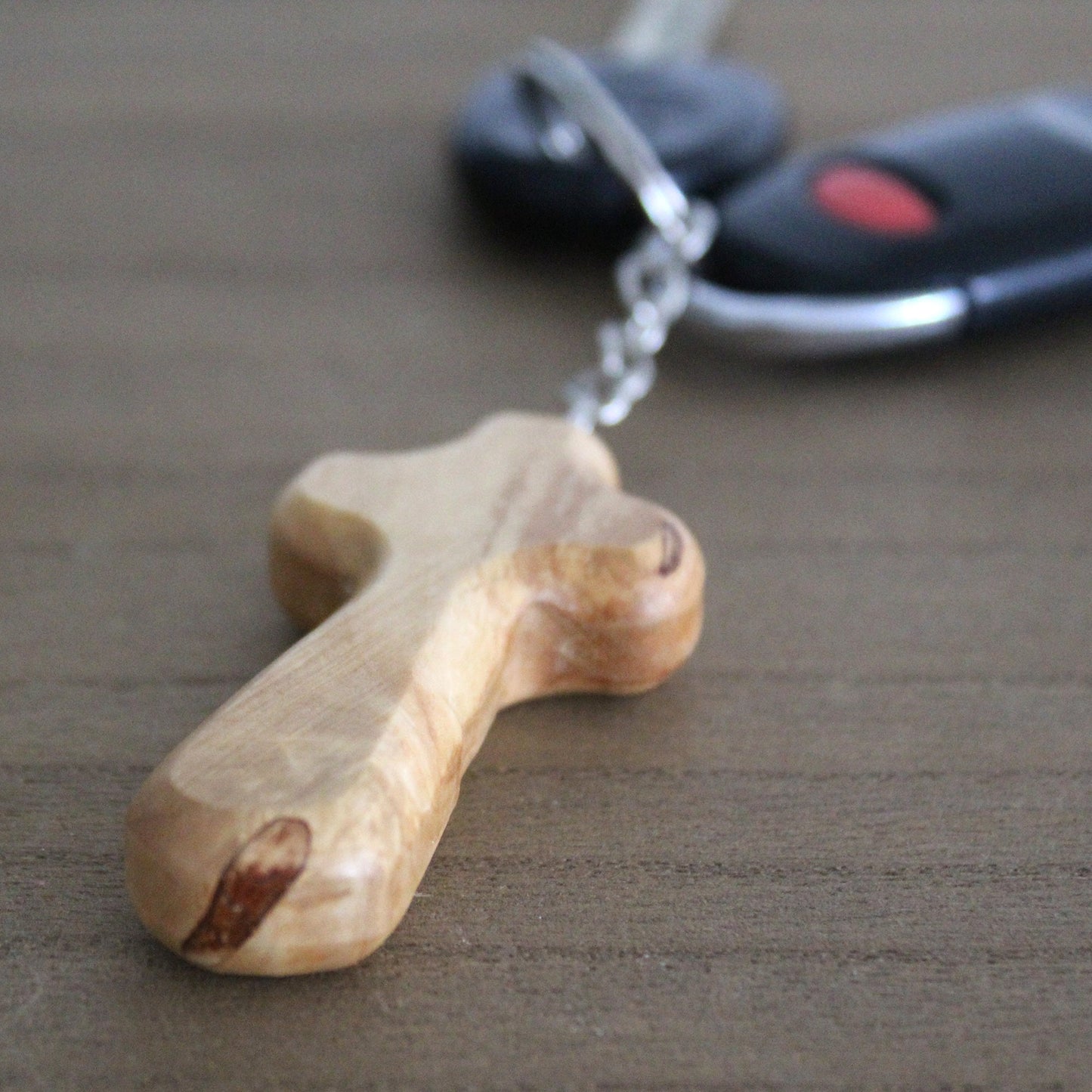 Two Christian Comfort Cross Keychain, Handmade Olive Wood Keychain Made in Jerusalem Holyland, Wooden Cross Keychain Gift, Religious gift