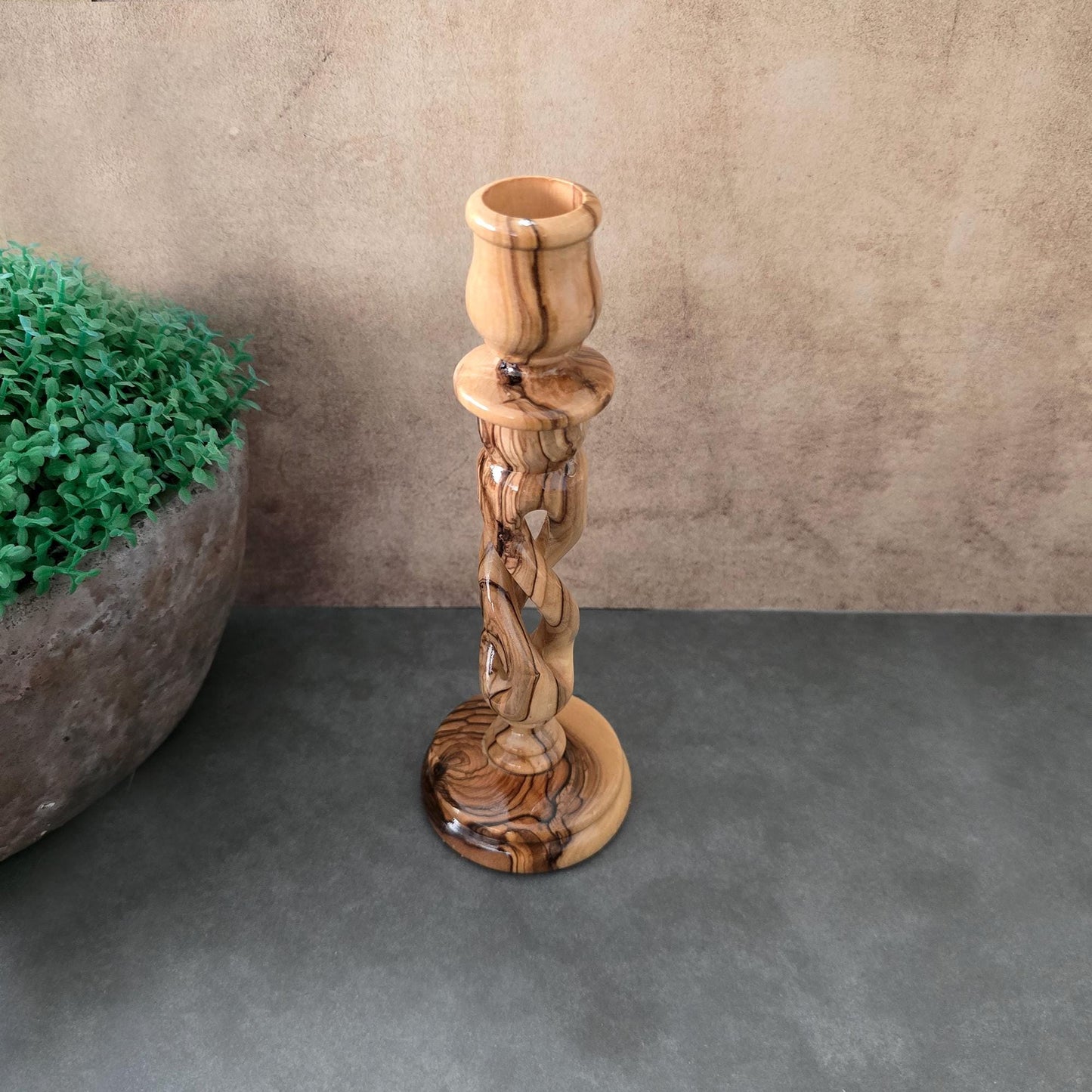 7.4" Olive Wood Candle Holder, Table Decoration, Candlestick, Wedding Candles Holder, Candle Centerpiece