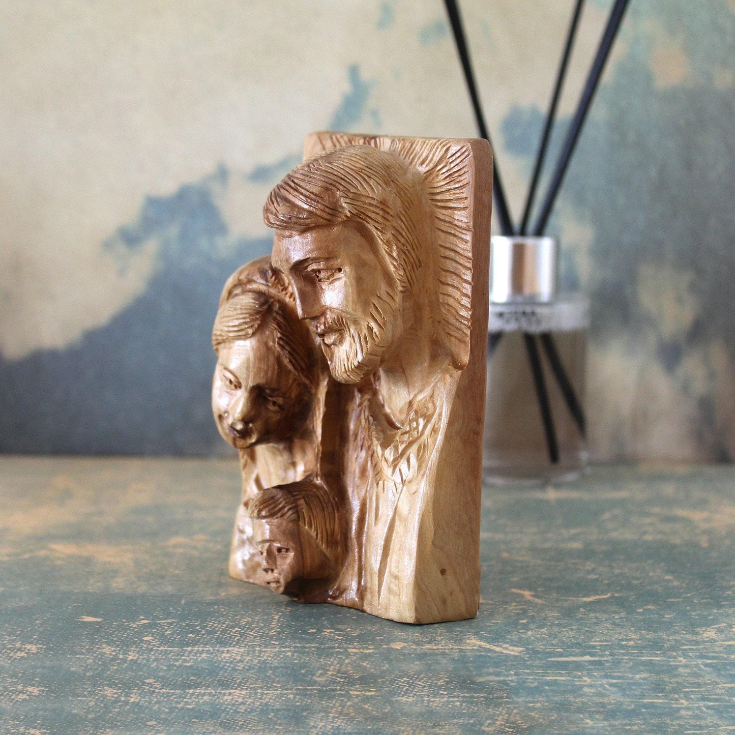 Perfect Religious Gift, Olive Wood Sculpture of the Holy Family, Josef, Virgin Mary & Jesus, Housewarming Gift, New Home Gift And Home Decor