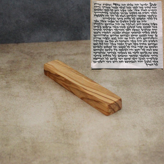 10cm, Small Olive Wood Mezuzah Case from Israel, Gift for Jewish Housewarming. Include 7cm Scroll