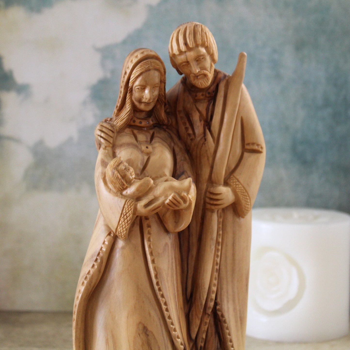Olive Wood Sculpture of the Holy Family, Josef, Virgin Mary & Jesus, Perfect Religious Gift, Housewarming Gift, New Home Gift And Home Decor