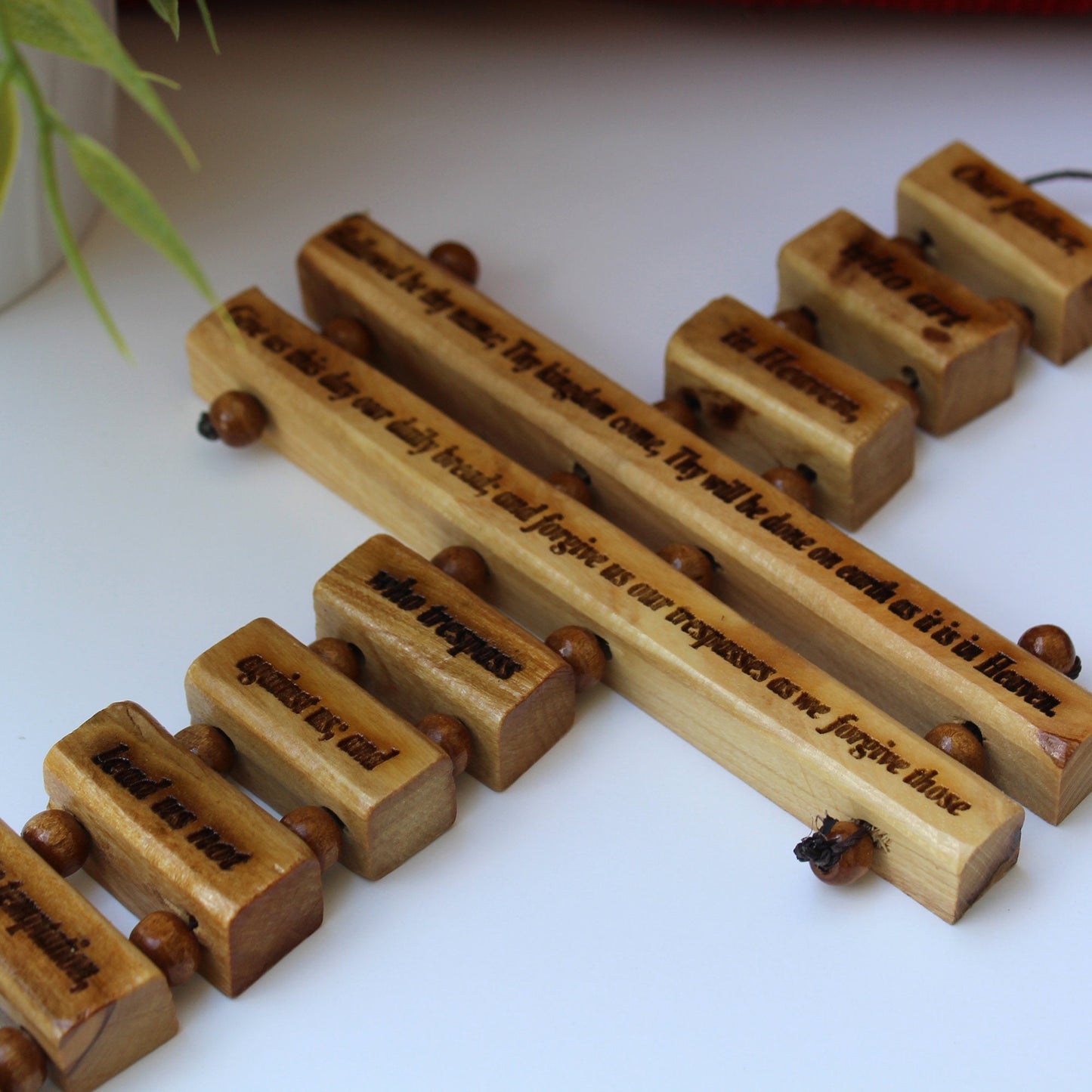 Handmade Olive Wood Cross of The Lord's Prayer, Our Father Lord's Prayer engraved, Wooden Crucifix from the Holy Land