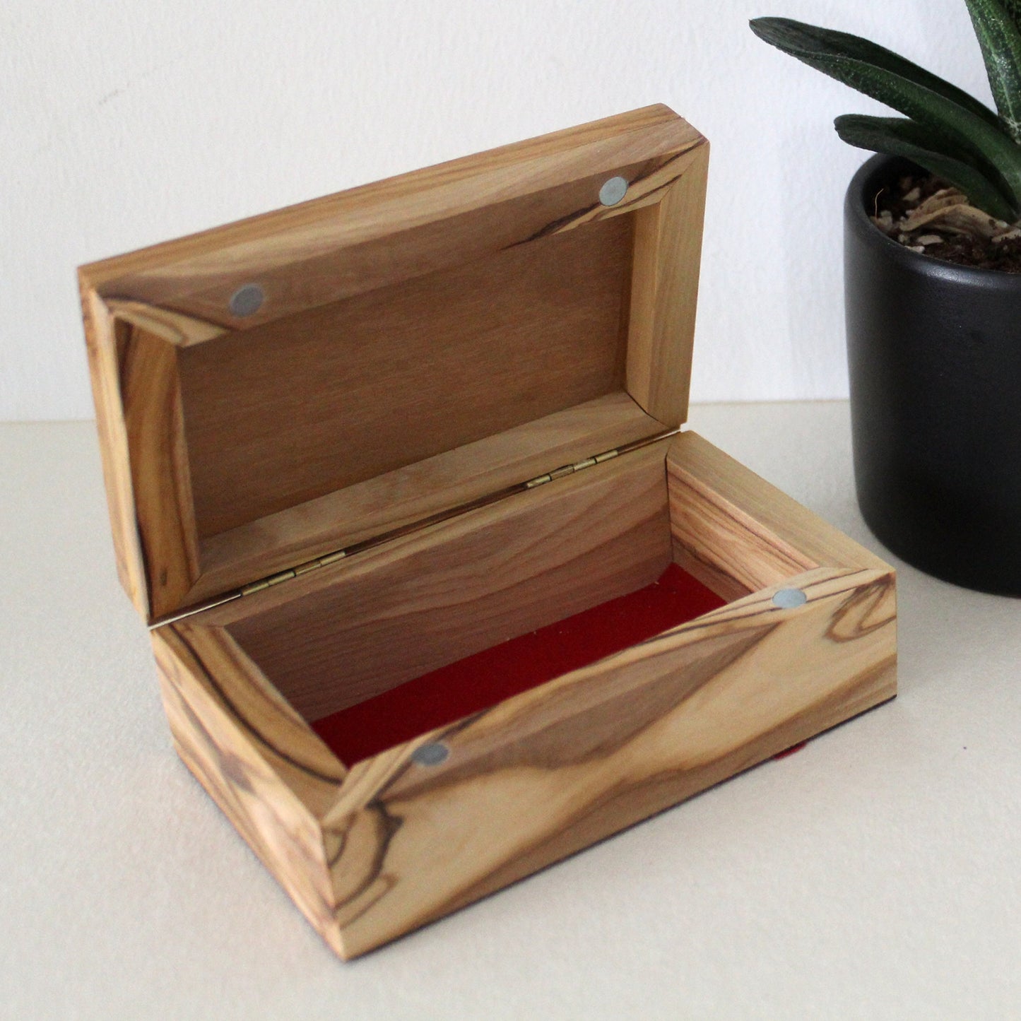 Small Olive Wood Jewelry Box, Handmade Jewelry Box, Wooden Gift Box Hand carved in The Holy Land Jerusalem, Wedding Gift, Housewarming Gift