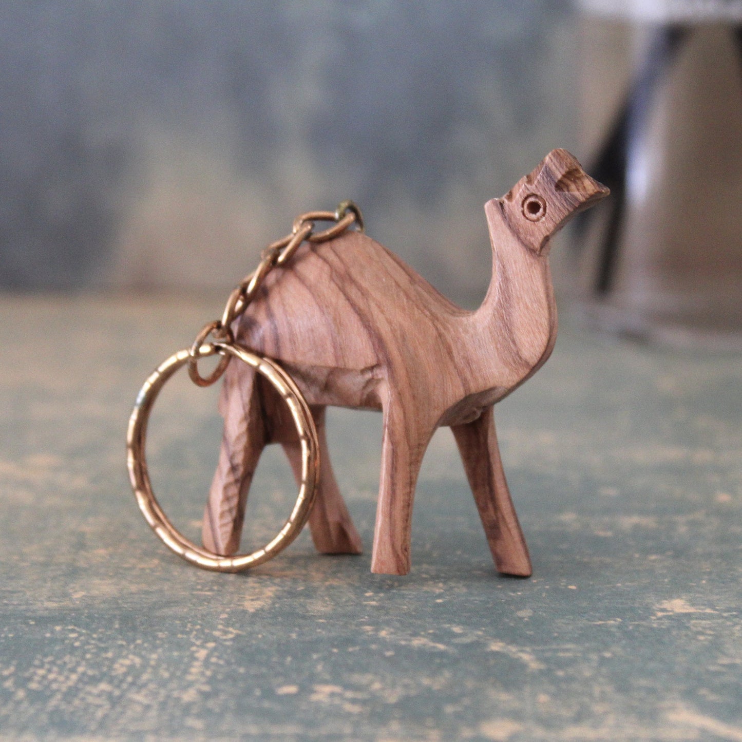 Two Olive Wood Camel Statue Keychain, Hand Carved Animal Keychain, Hand Made in Holy Land Jerusalem New Driver Keychain