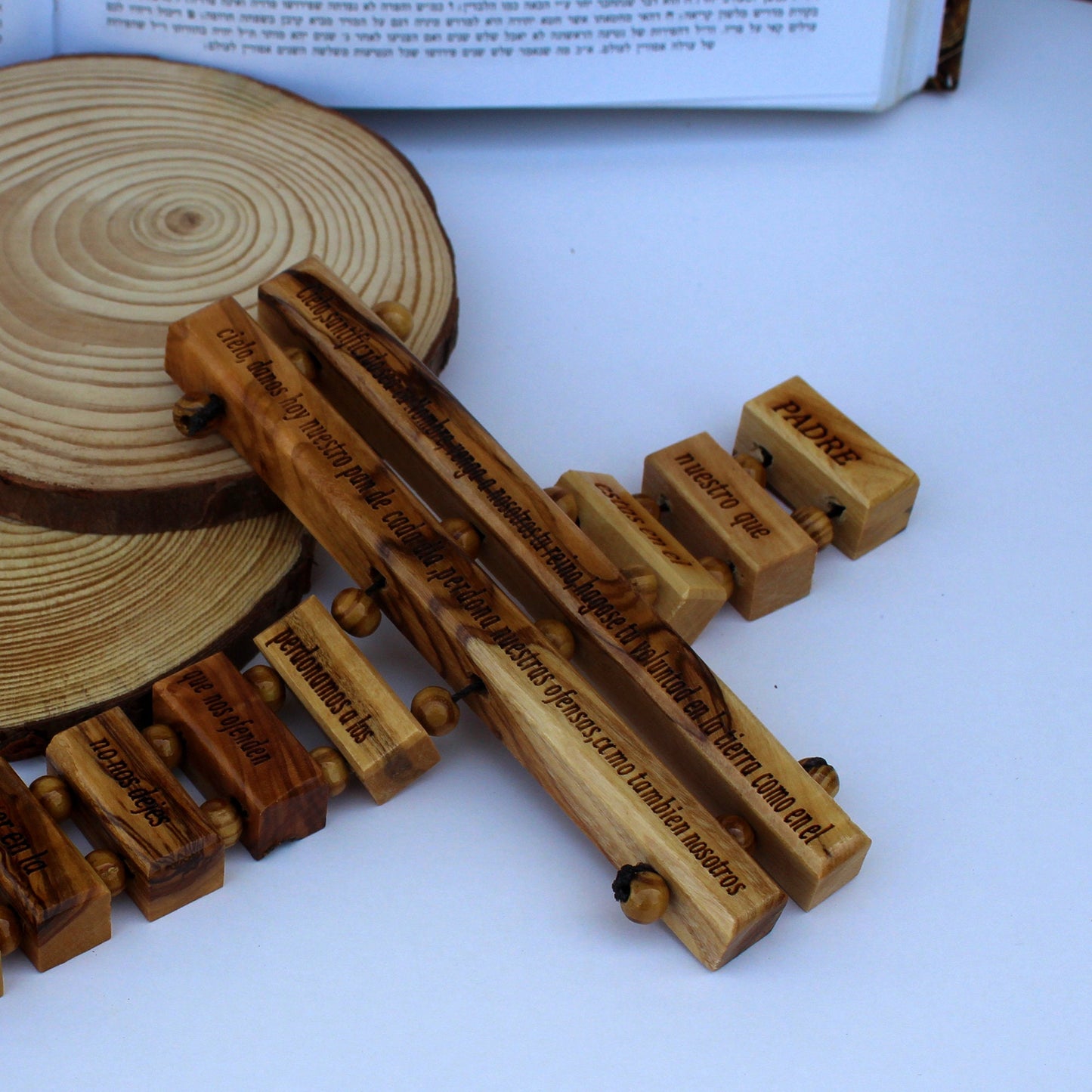 Our Father Prayer in Spanish Engraved, Handmade Olive Wood Cross Wall Hanging, Wooden Blessing Cross for Wedding and Anniversary Gift