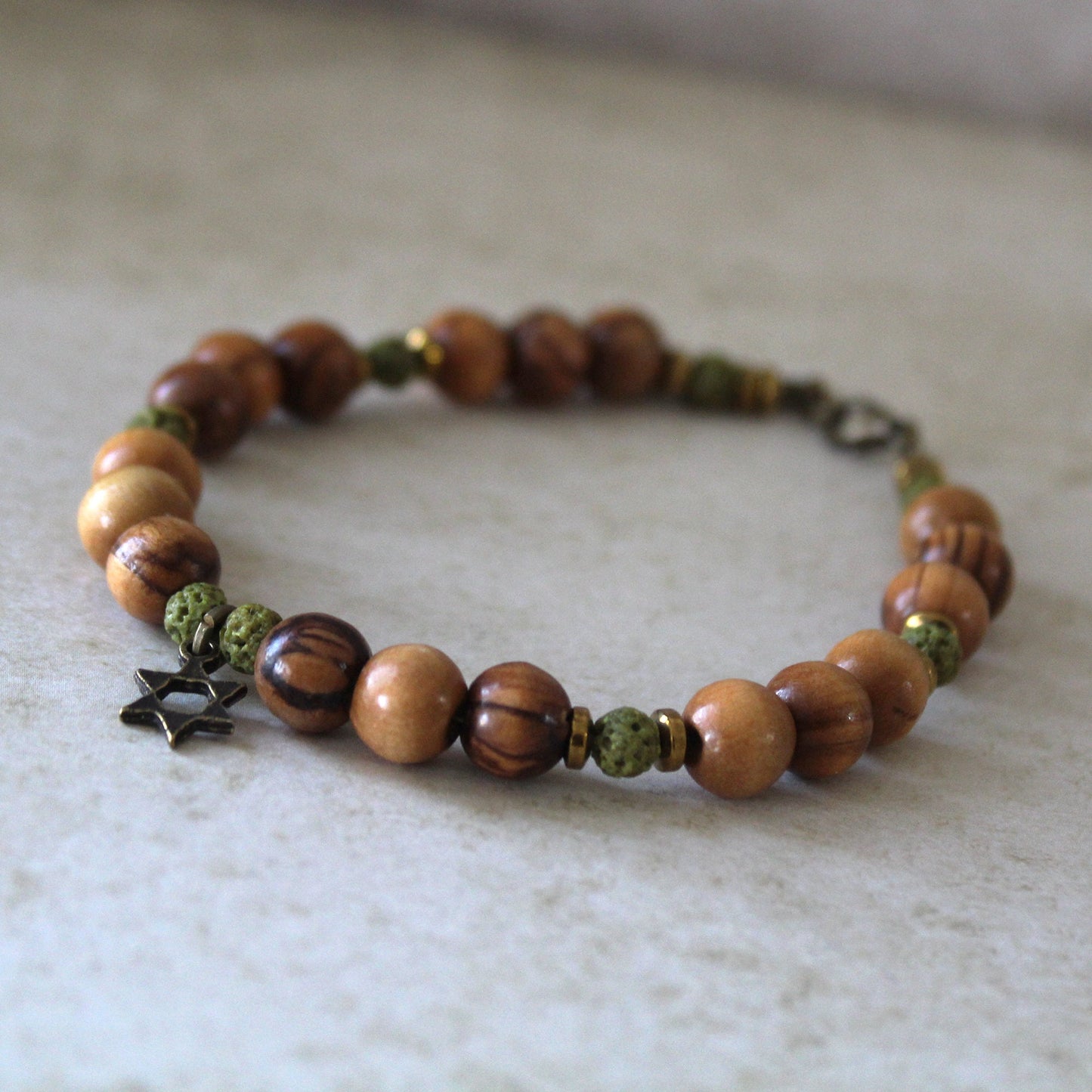 Sacred Spirituality: Jewish Gift - Meditative Lava Stone Beads and Protection Bracelet - Thoughtful Birthday Present