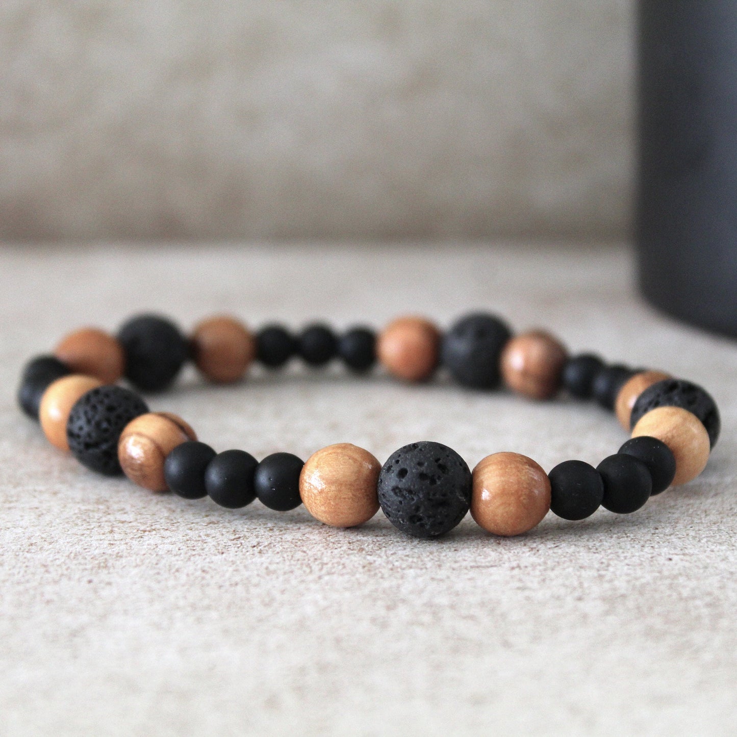 Handcrafted Olive Wood and Obsidian Bead Bracelet - Empath Protection Healing Jewelry for Women and Men, Judaica Jewelry