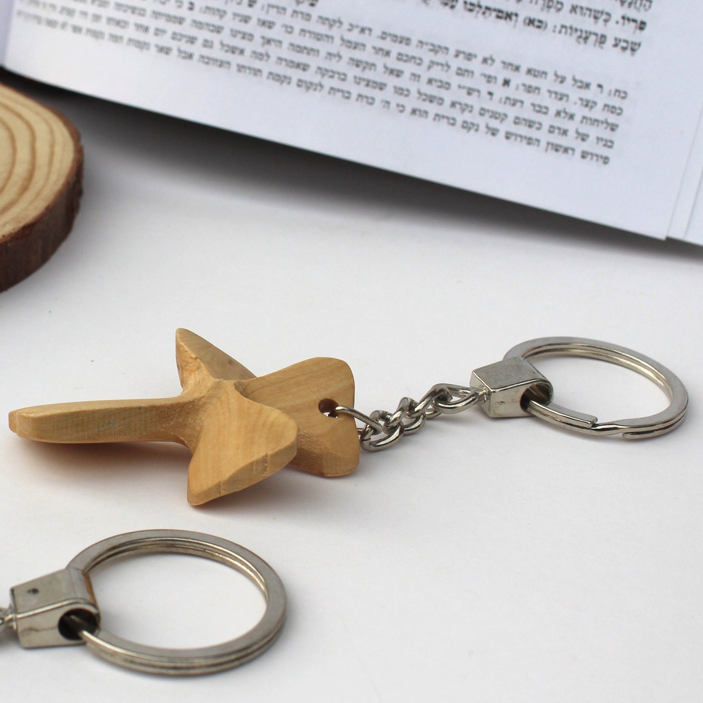 Get Two Olive Wood Cross Keychain, Christian Keychain Carved Made in Jerusalem Holy Land, Authentic Hand Made Olive Wood Cross Keychain