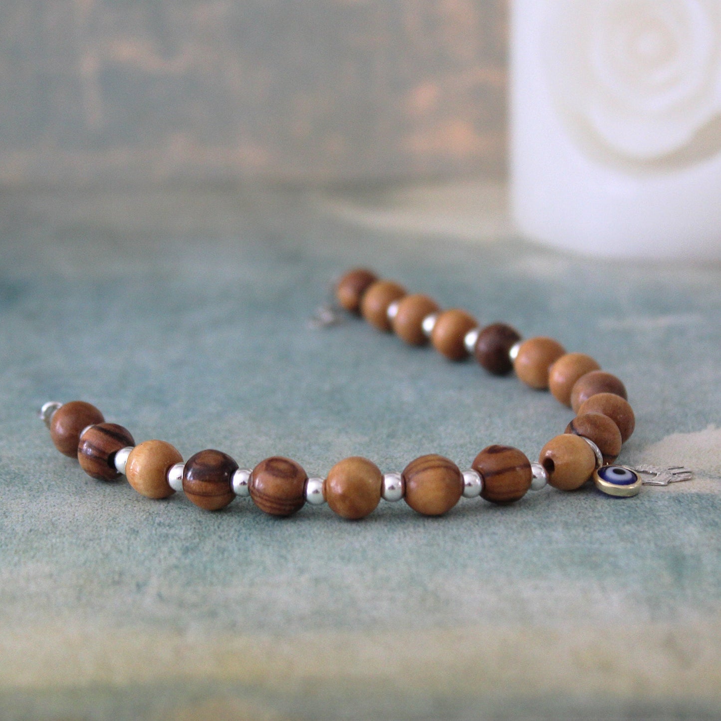 Sacred Symmetry: Vintage Filigree Hamsa Bracelet with Sterling Steel Hand and Evil Eye Amulet for Protection, Handcrafted Jewish Jewelry