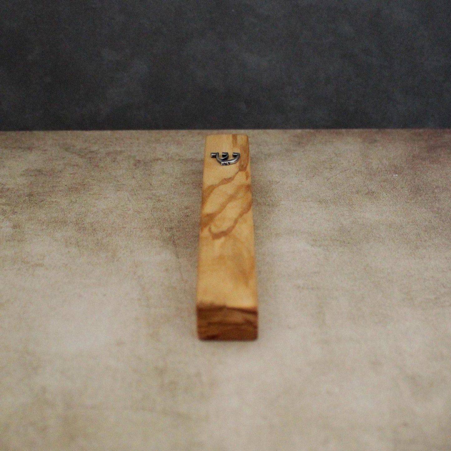 14cm / 5.5" Olive Wood Mezuzah Case from Jerusalem With the Letter "SHIN" in Silver, Gift for Jewish Housewarming, Scroll Up to 12cm / 4.72"