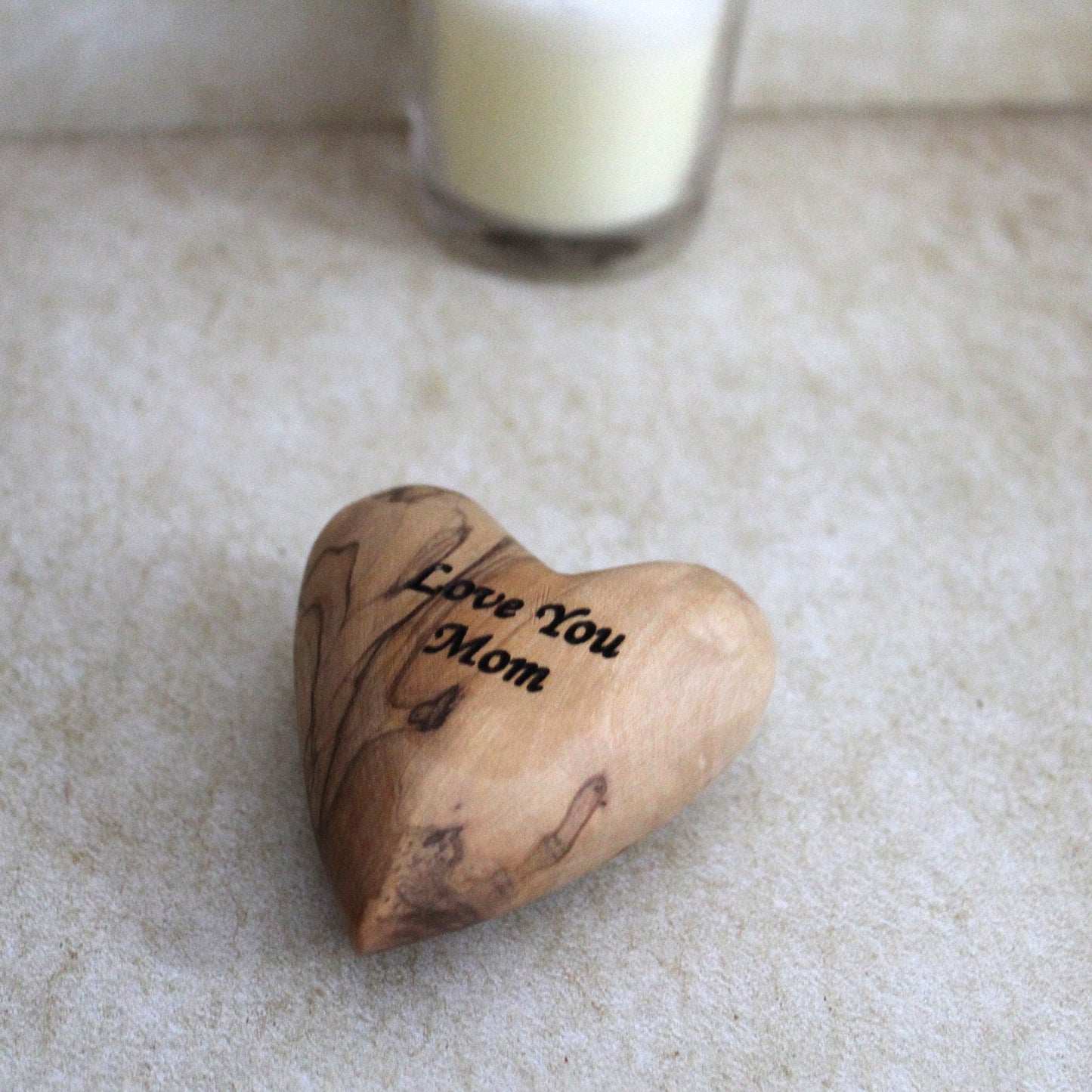 Personalized 3D Wooden Love Heart Table Decorations, Olive Wood heart shape gift, engagement, Wedding, valentines gift, wife Love