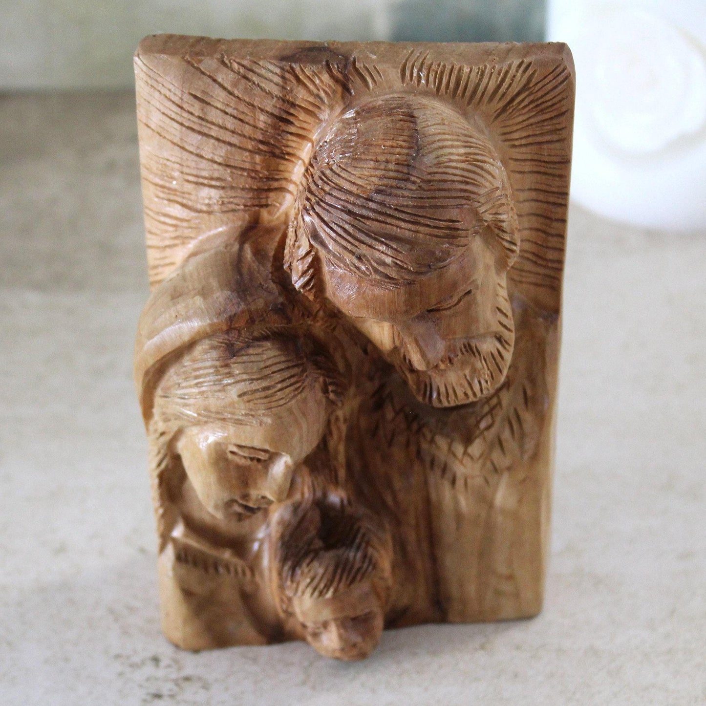 Perfect Religious Gift, Olive Wood Sculpture of the Holy Family, Josef, Virgin Mary & Jesus, Housewarming Gift, New Home Gift And Home Decor