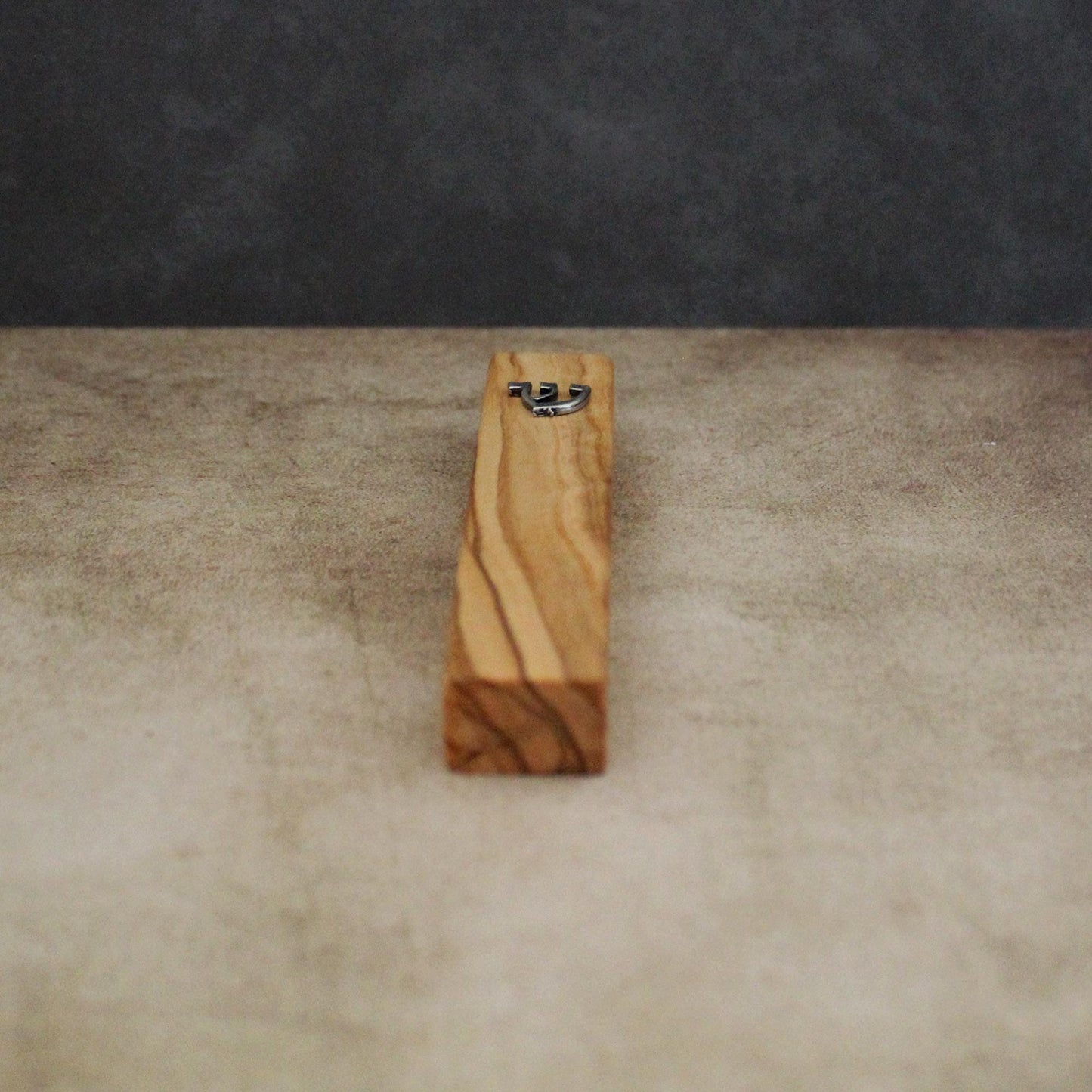 10cm Olive Wood Mezuzah Case from Jerusalem With the Letter "SHIN", Gift for Jewish Housewarming
