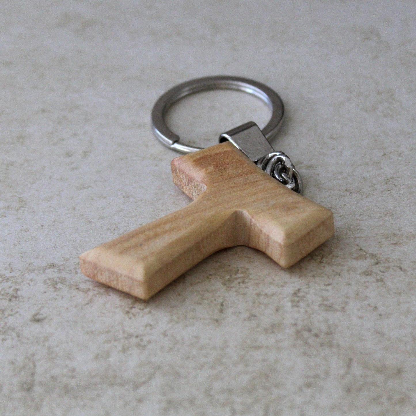 Two Handmade Tau Cross Keychain, Olive Wood Christian Keychain, Made in Jerusalem Holy Land, Wooden Cross Unique Keychain Gift