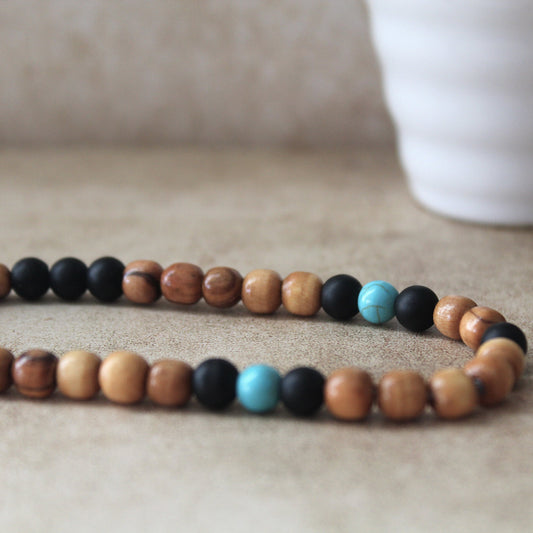 Unisex Olive Wood Beads Bracelet - Handcrafted Hebrew Protection Jewelry from Israel