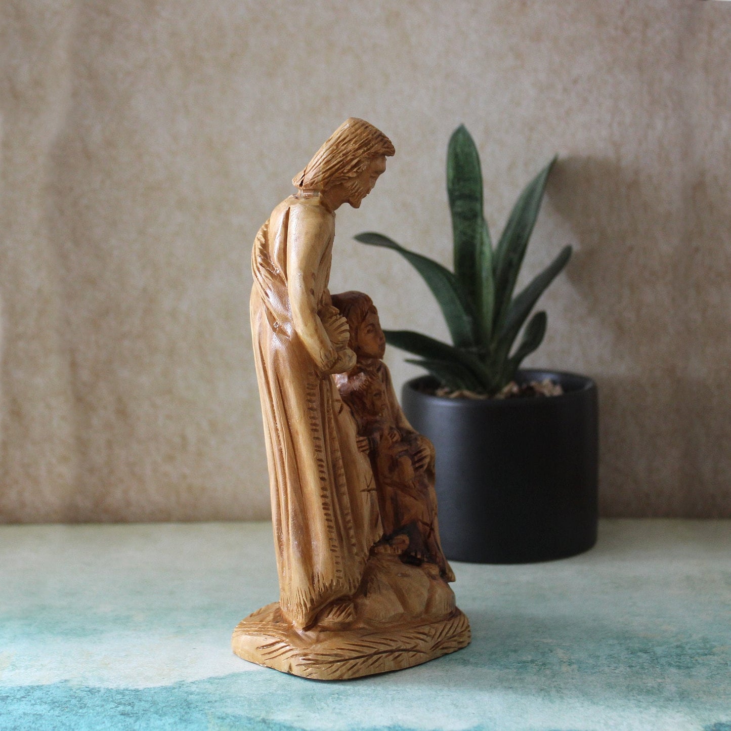 Olive Wood Sculpture of the Holy Family, Josef, Virgin Mary & Jesus, Perfect Religious Gift, Housewarming Gift, New Home Gift And Home Decor