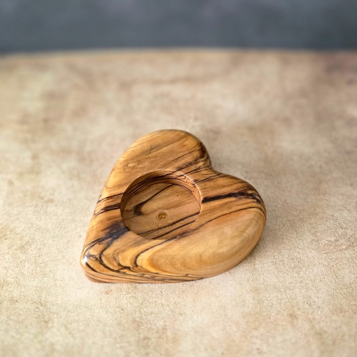 Get 2 Hearts Shape Tealight, Handmade Wooden Candle Holder From Olive Wood, Hand Carved Tealight Holder, Handmade in the Holyland Jerusalem