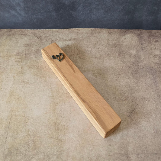 6.7" / 17cm Handcrafted Olive Wood Mezuzah - Bronze Shin Detail - Sacred Jewish Home Protection - Rosh Hashanah Gift