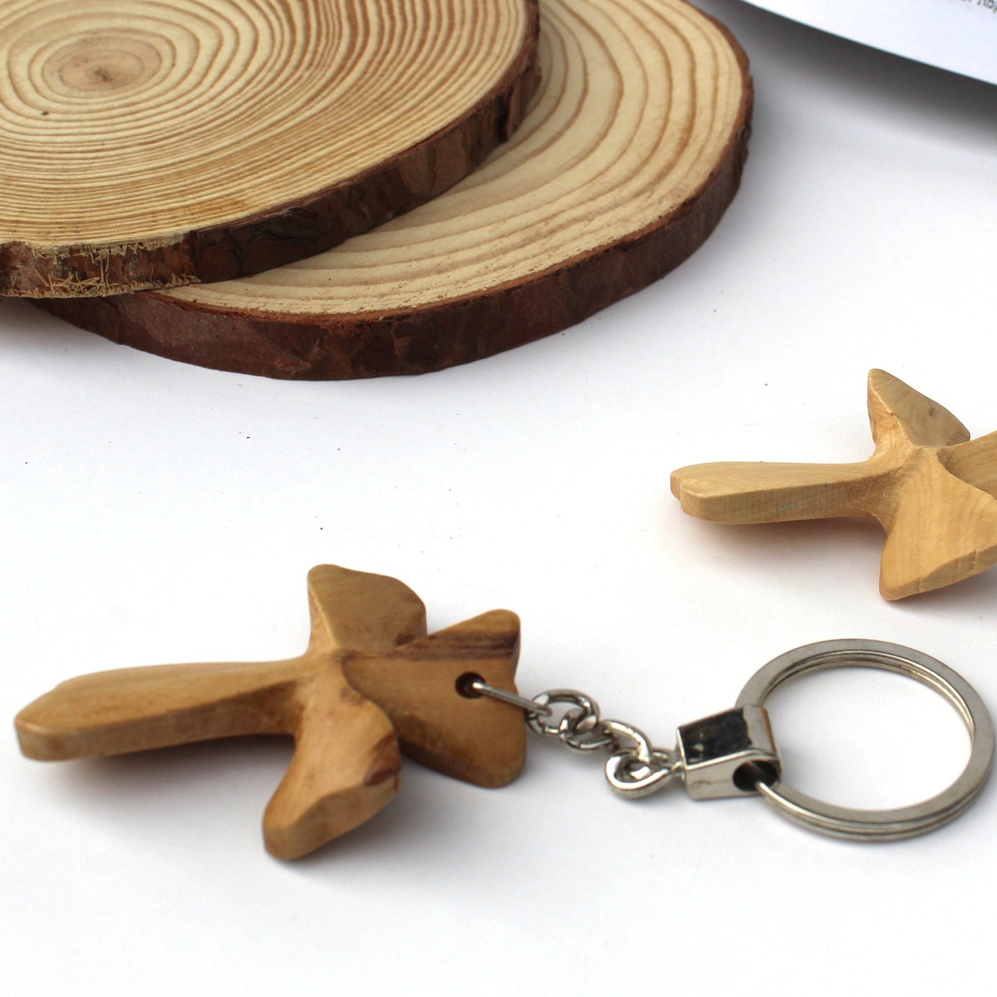 Get Two Olive Wood Cross Keychain, Christian Keychain Carved Made in Jerusalem Holy Land, Authentic Hand Made Olive Wood Cross Keychain