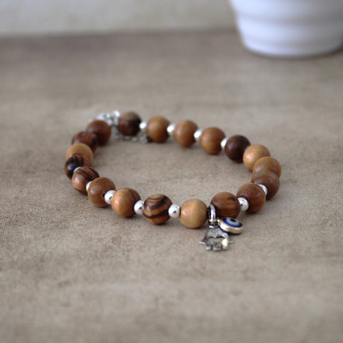 Sacred Symmetry: Vintage Filigree Hamsa Bracelet with Sterling Steel Hand and Evil Eye Amulet for Protection, Handcrafted Jewish Jewelry