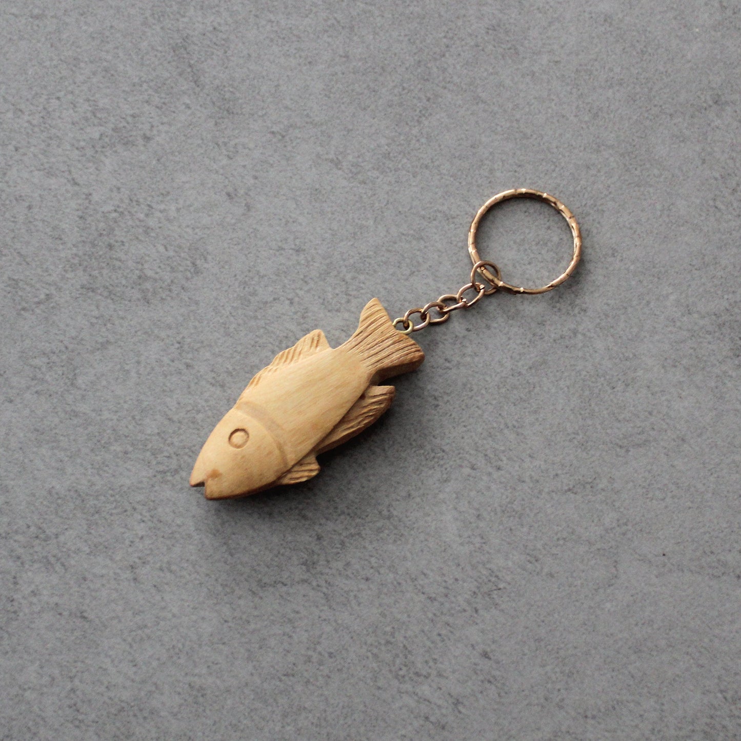 Two Wooden Fish Keychain, Olive Wood Fish Keychain, Fish Keyring for Luck, Handmade Olive Wood Keychain Carved Made in Jerusalem Holy Land