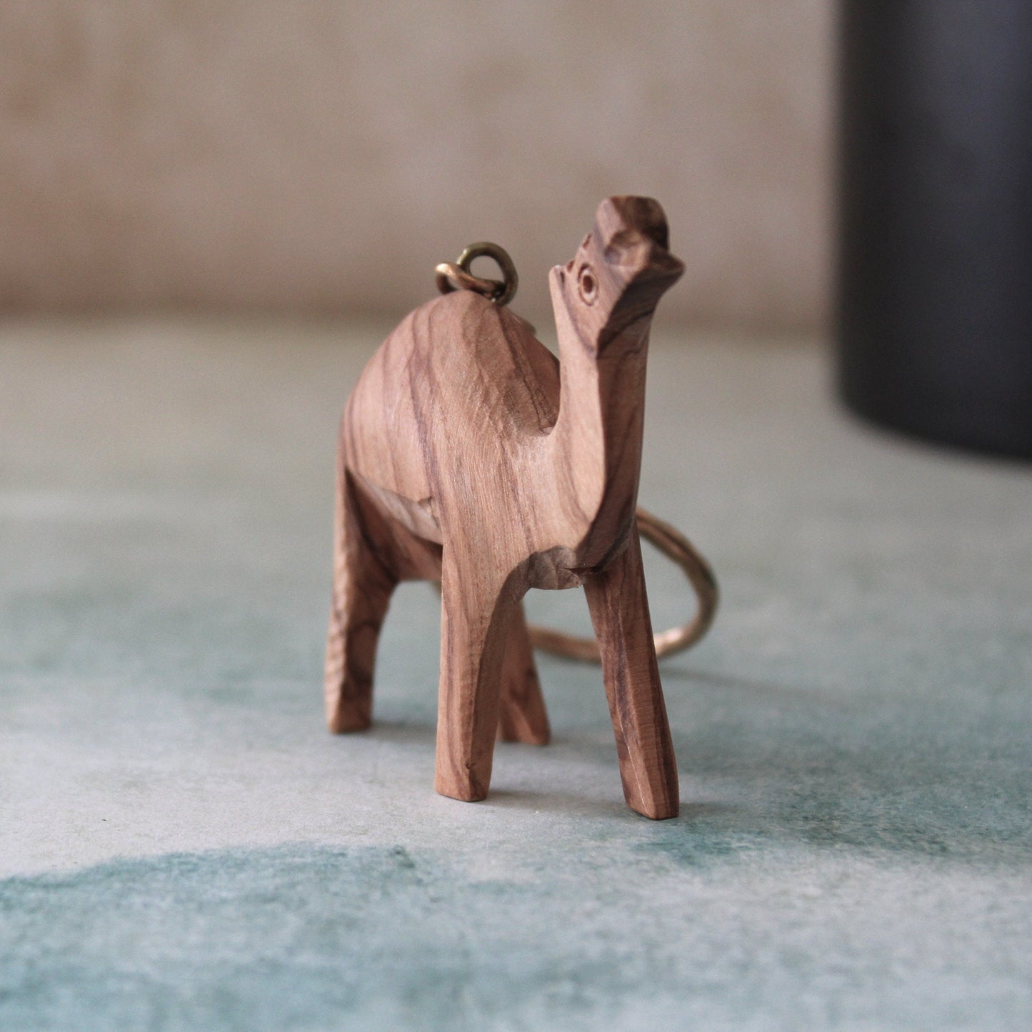 Two Olive Wood Camel Statue Keychain, Hand Carved Animal Keychain, Hand Made in Holy Land Jerusalem New Driver Keychain