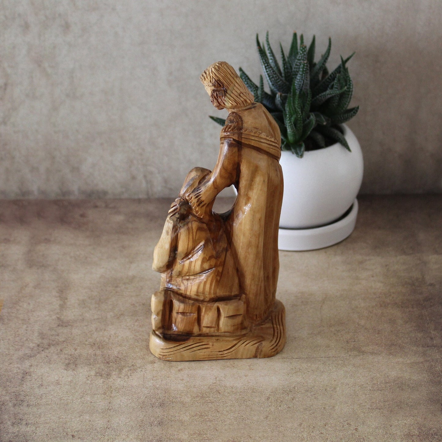 Olive Wood Sculpture of the Holy Family, Josef, Virgin Mary & Jesus, Perfect Religious Gift, Housewarming Gift, New Home Gift And Home Decor