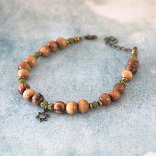 Sacred Spirituality: Jewish Gift - Meditative Lava Stone Beads and Protection Bracelet - Thoughtful Birthday Present