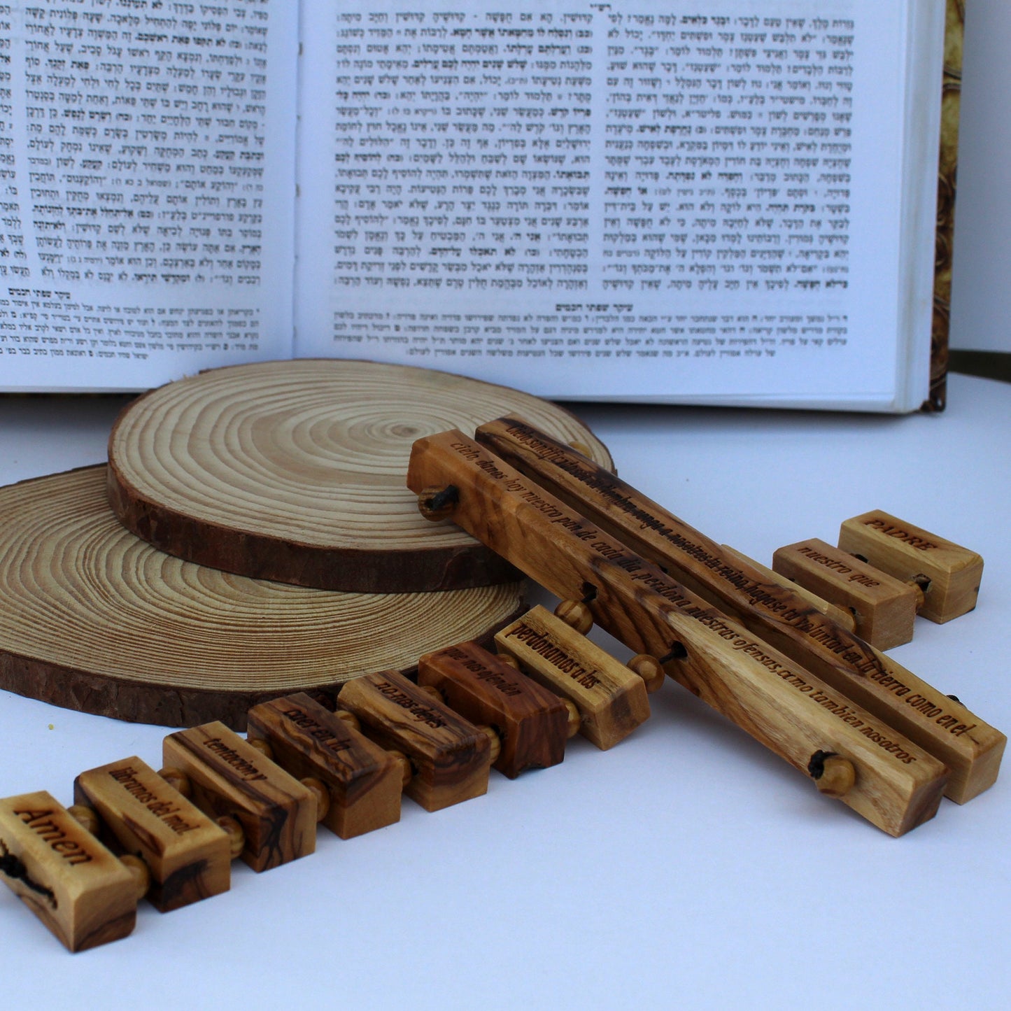 Our Father Prayer in Spanish Engraved, Handmade Olive Wood Cross Wall Hanging, Wooden Blessing Cross for Wedding and Anniversary Gift