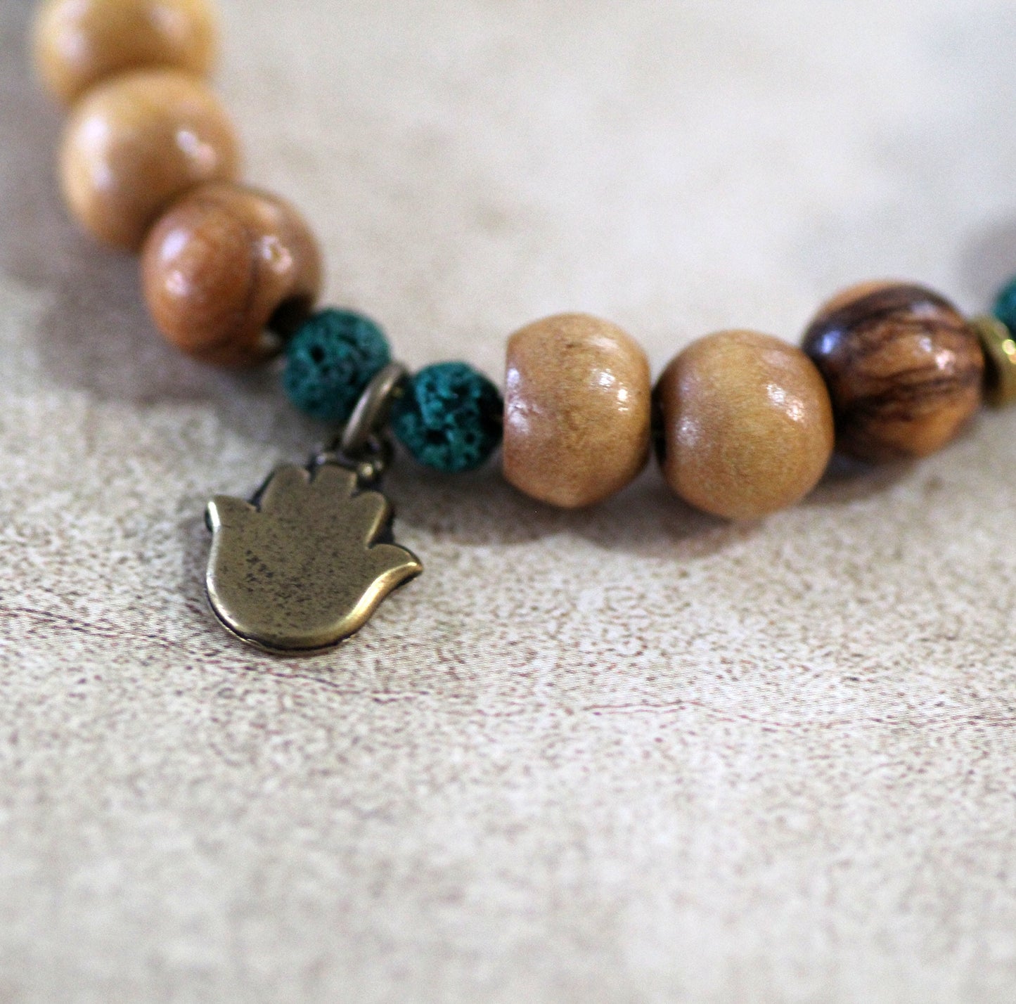 Love's Embrace: Turquoise Chakra Anklet - A Healing Gift for Him and Her, Handcrafted with Olive Wood and Lava Beads, Made in Israel