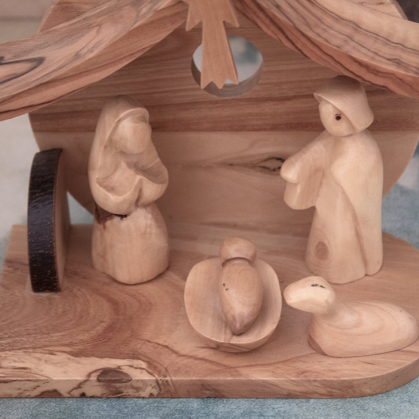 Cherish Christmas: Hand-Carved Olive Wood Nativity Set | Holy Land Stable | Gift the Divine Nativity Scene Set of 5 | Christian Nativity