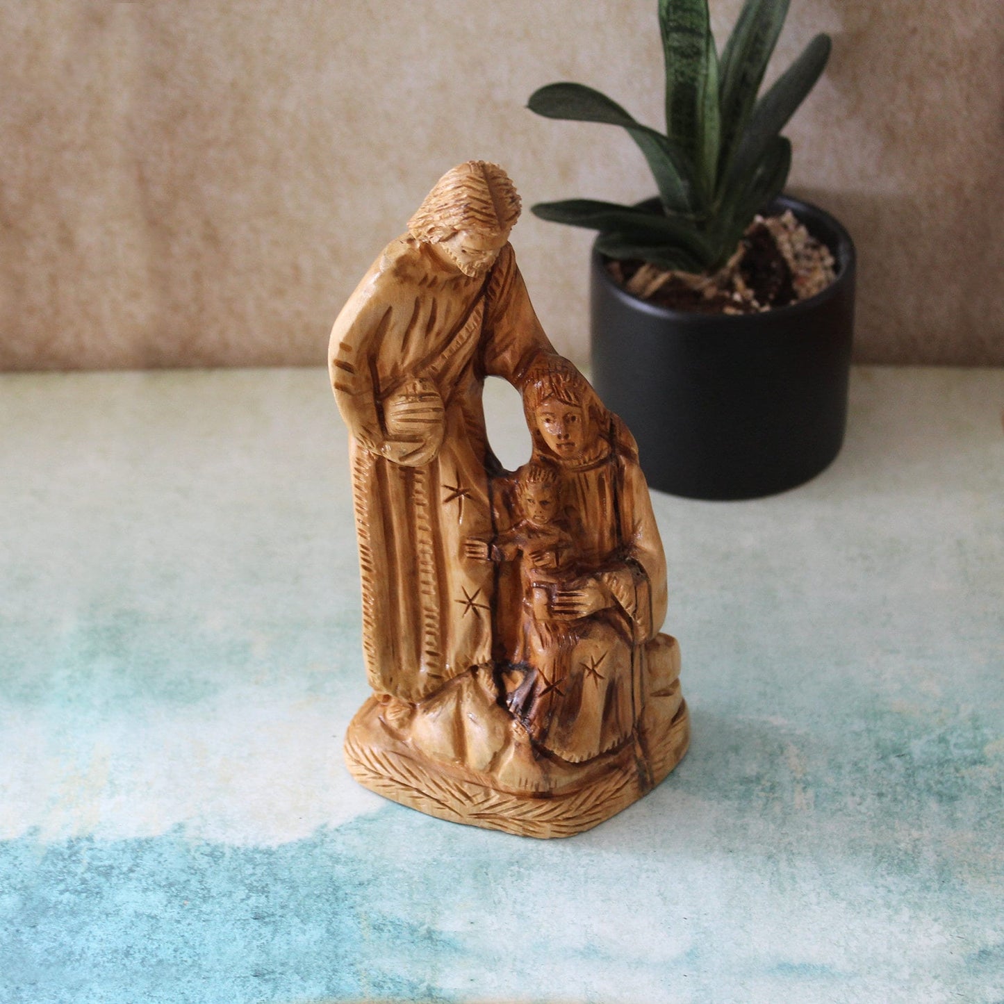Olive Wood Sculpture of the Holy Family, Josef, Virgin Mary & Jesus, Perfect Religious Gift, Housewarming Gift, New Home Gift And Home Decor
