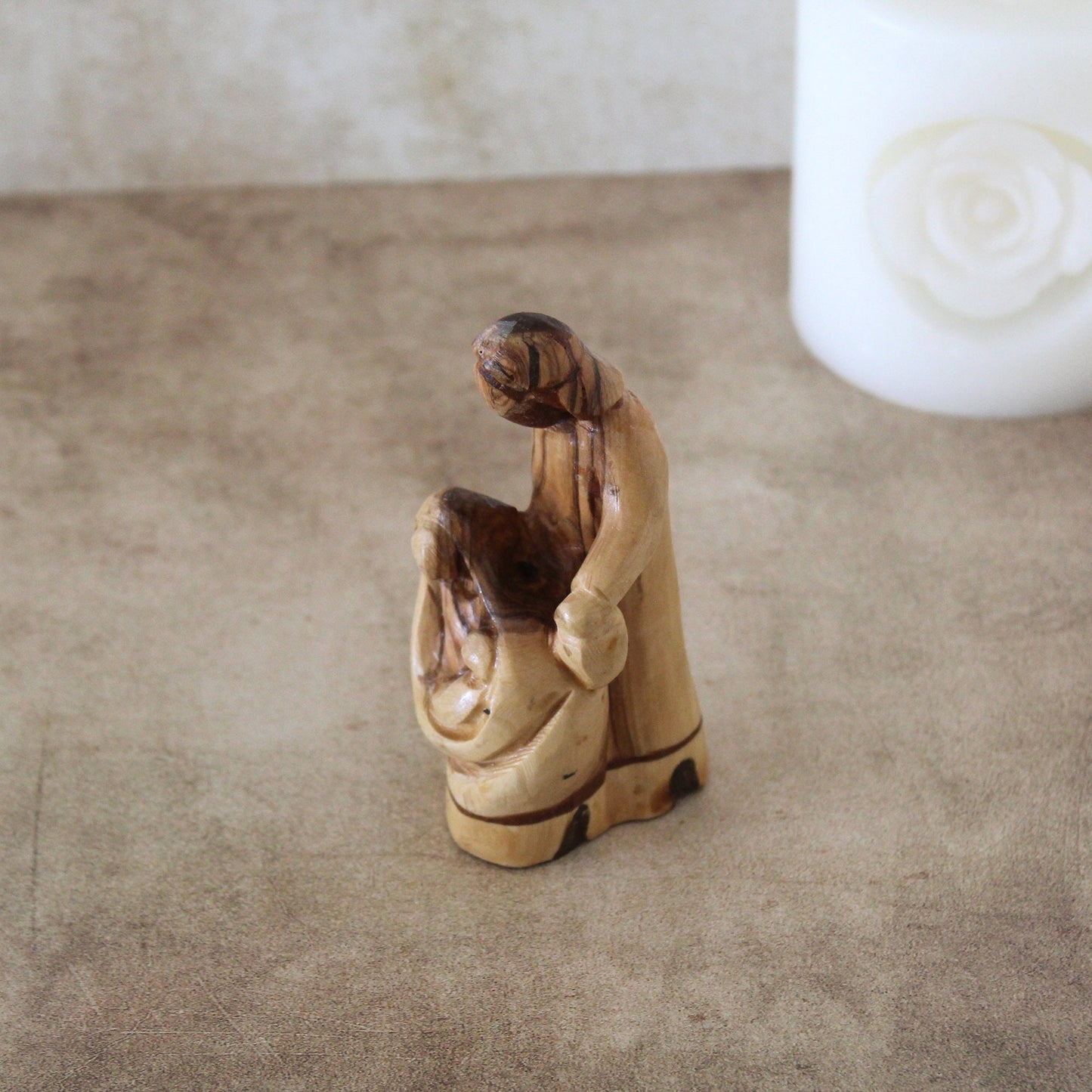 Olive Wood Statue of the Holy Family, Joseph, Virgin Mary & Jesus, Ideal for Housewarmings, New Homes, Home Decor, and a Religious Gift