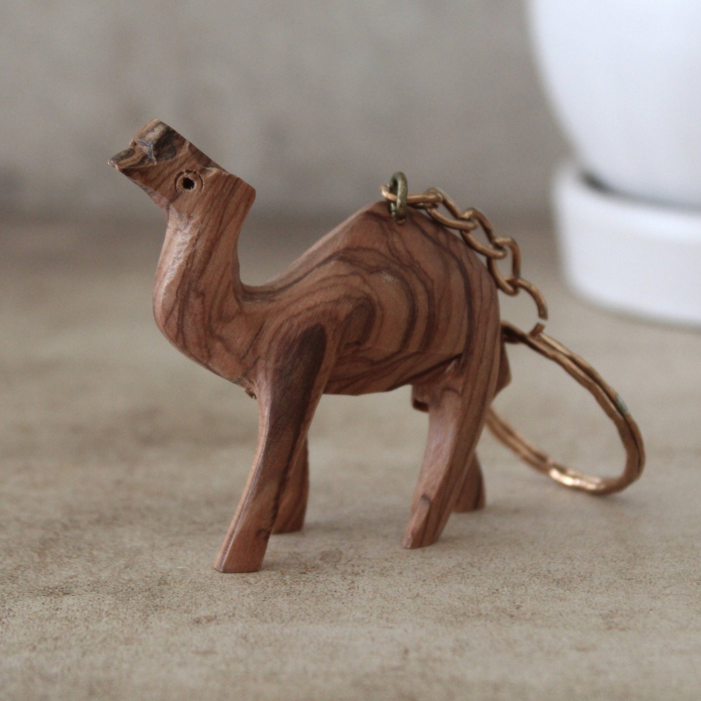 Two Olive Wood Camel Statue Keychain, Hand Carved Animal Keychain, Hand Made in Holy Land Jerusalem New Driver Keychain